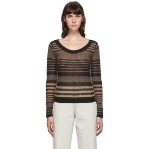 Acne Black and Brown Striped Top